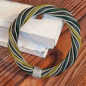 Twisted Rattan Bangle Bracelet Green Brown Black